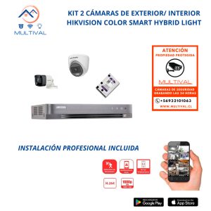 Kit de 2 Cámaras 1080p exterior e interior color Smart Hybryd light Hikvision